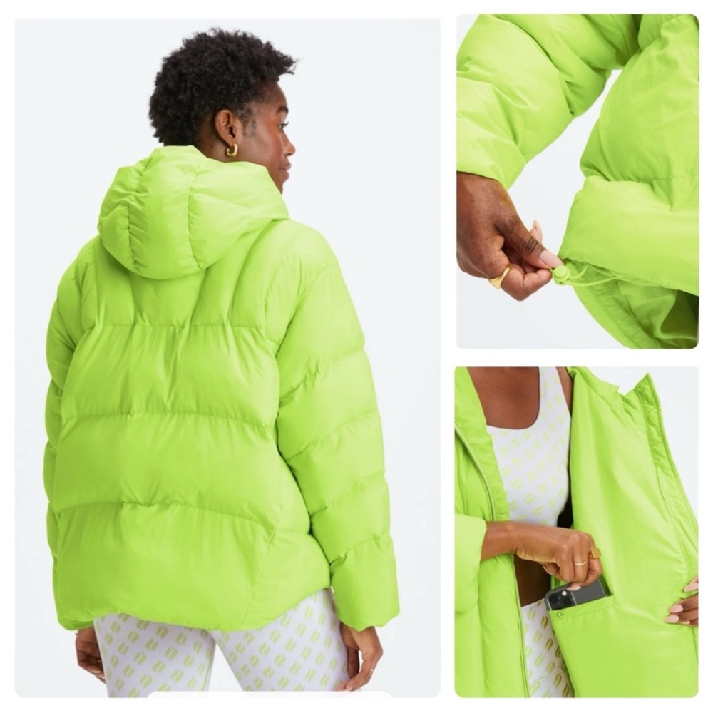 Fabletics Quilted Hooded Limeade Puffer Jacket NWT